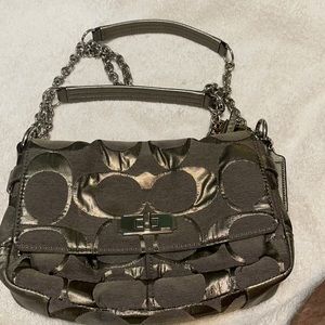 Coach Gold Signature purse , silver& silver chain!